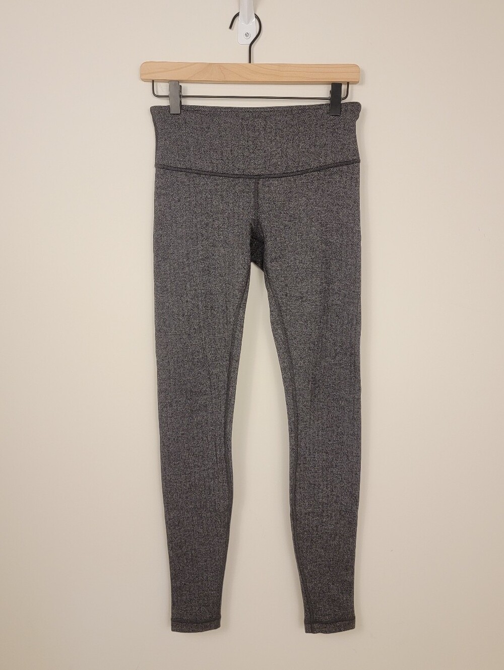 Lululemon Wunder Under Tight 28" Heathered Herringbone Black Grey Size 6